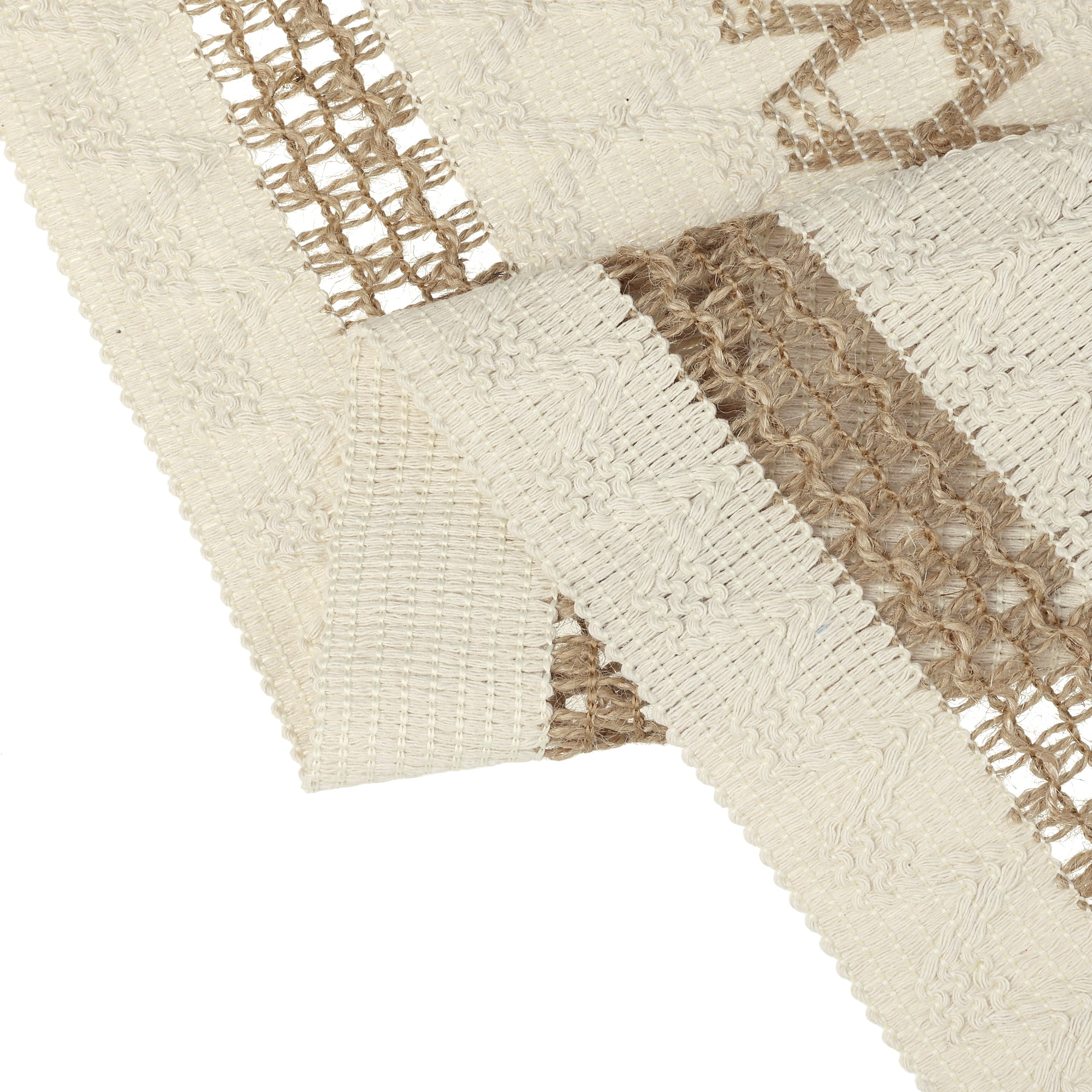 Unique Bargains 1 Pack Tassel Table Runner Cotton Linen Simple Table Flags Beige Brown 12"x71"