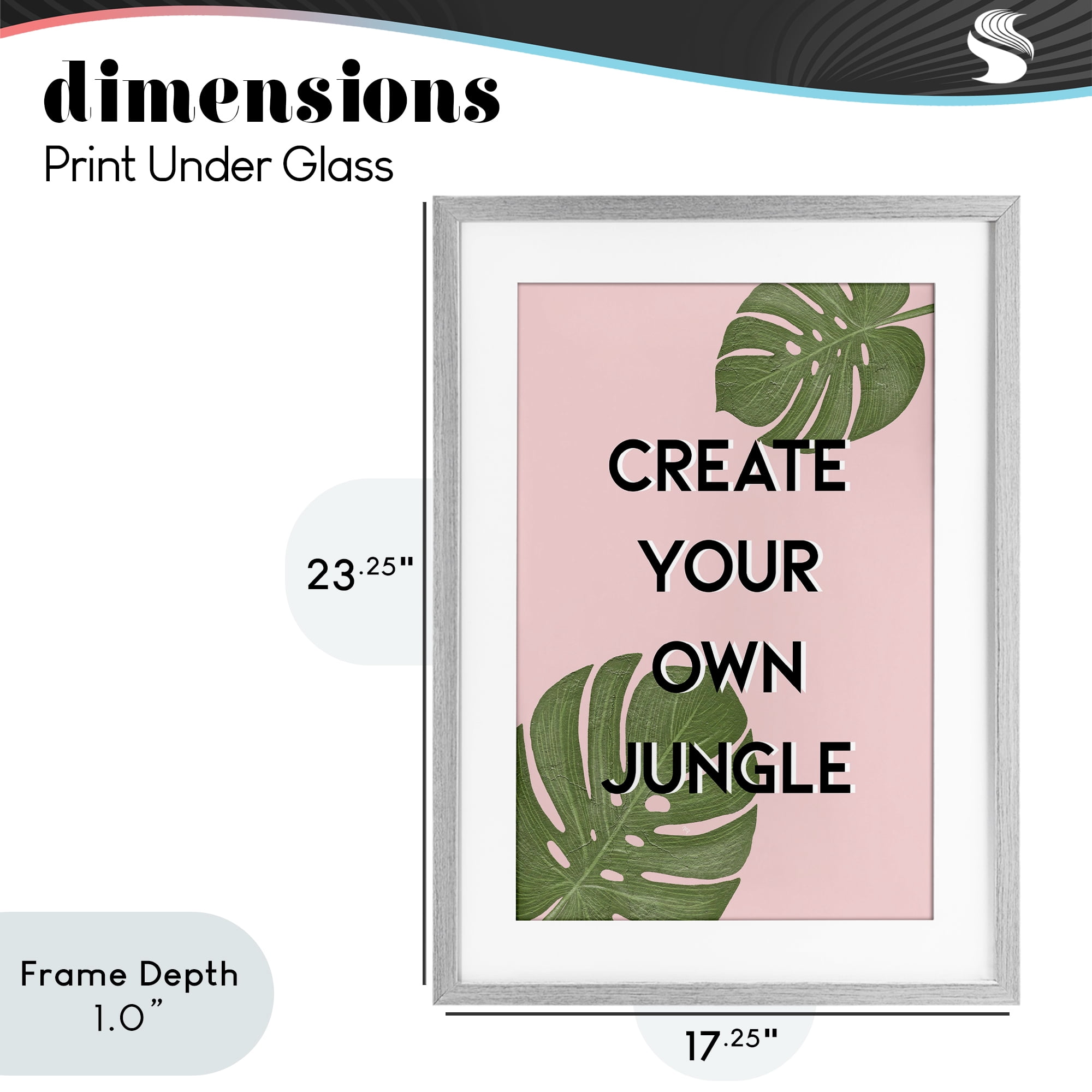 Stupell Industries Create Your Own Jungle Gray Framed Print Under Glass, design by Martina Pavlova