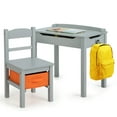 thumbnail image 1 of Gymax Kids Table and Chair Set Wood Activity Study Desk w/ Storage Drawer Hook Grey, 1 of 10