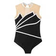 thumbnail image 5 of YUUMIN Kids Girls Gymnastics Dance Leotard Outfits Metallic Striped Bodysuit Tank Top with Pants Hair Silver&Black 10, 5 of 7