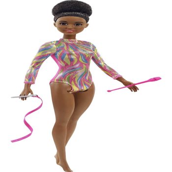 Barbie Rhythmic Gymnast Brunette Doll (12-in/30.40-cm), Leotard & Accessories