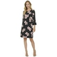 thumbnail image 4 of Women's Harper Rose Long Bell Sleeve Shift Dress Color: Black Scatter Floral Size: 6, 4 of 4