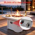 thumbnail image 3 of CostaElm 42'' Outdoor Fire Pit Table, 55,000 BTU Heat Output Gas Propane Fire Pit Table with Glass Wind Guards & Removable Cover Lid, White, 3 of 7