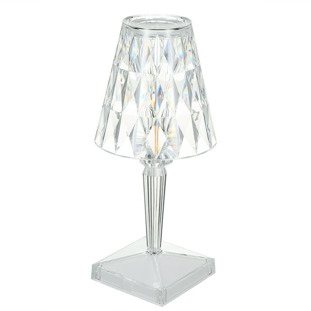 Lámpara de mesa de diamante acrílico 3 colores de iluminación con brillo USB ajustable Luz de noche de noche de cristal
