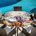 thumbnail image 5 of Halloween Pumpkin Round Tablecloth 45-54 Inch Round Fitted Table Cloth with Elastic Edge, Ghost Bat Candy Black Plaid Check Waterproof Table Cover Protector for Outdoor Picnic Party Dining, 5 of 6