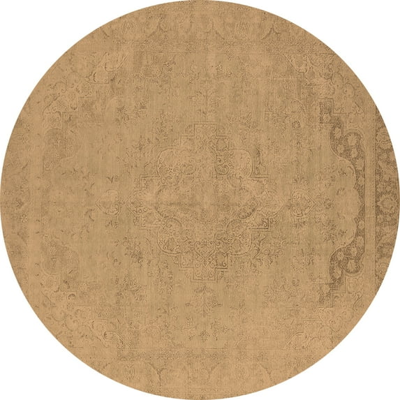Ahgly Company Indoor Round Oriental Brown Industrial Area Rugs, 5' Round