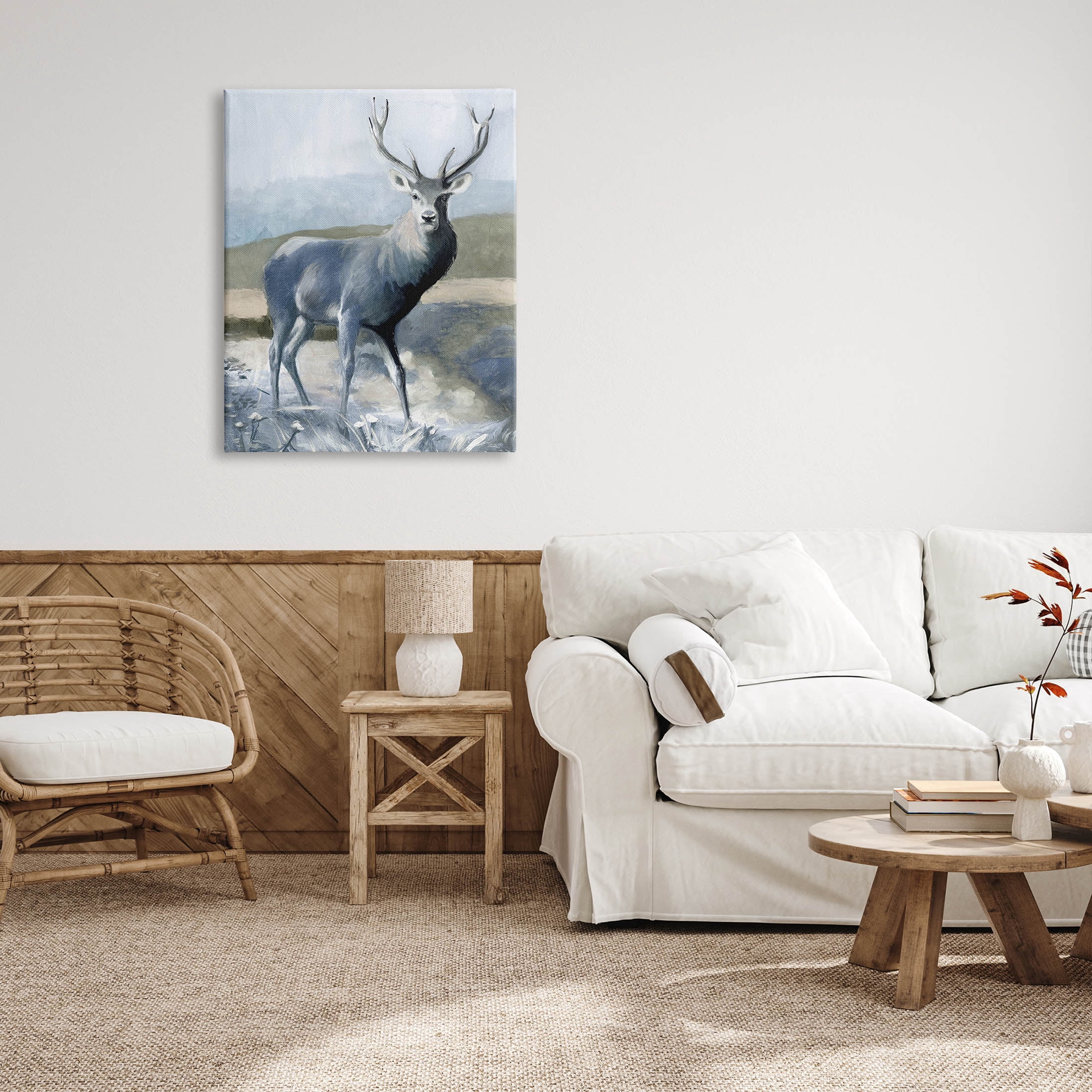 Woodland Wildlife Deer Portrait Animals & Insects Graphic Art Gallery Wrapped Canvas Print Wall Art