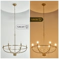 thumbnail image 3 of 6 Light Gold Chandelier, Brushed Gold Light Fixture Dining Table Candle Brass Chandelier Lighting for Bedroom Hallway Entryway Living Room Kitchen 29in Brushed Brass Chandeliers, 3 of 7