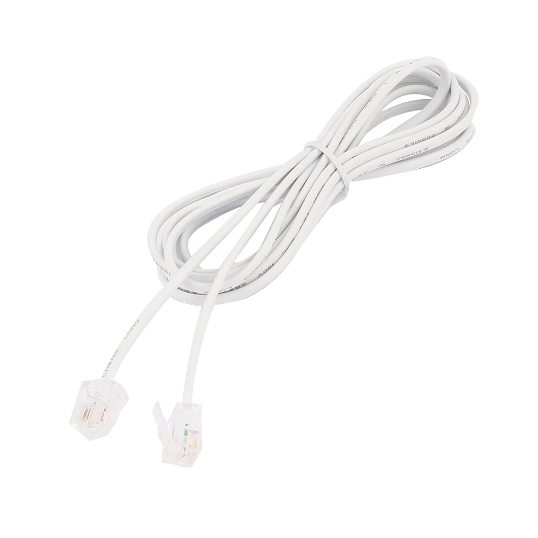 RJ11 6P2C Telephone Phone Line Extension Cord Cable White 2m Long