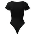 thumbnail image 4 of ZAZYULZ Womens Jumpsuit Ladies Custom Solid Color Square Neck Short Sleeve Fitted Elegant Bodysuit(Black,Xl), 4 of 6