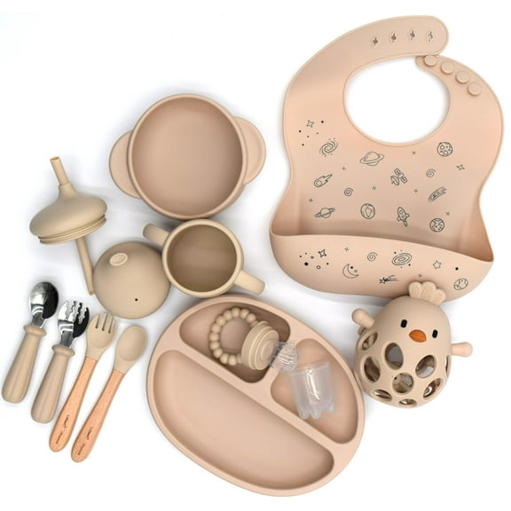 Littlest Flavors Silicone Baby Feeding Set BPA Free Baby Silicone Feeding Set with Spoon Bowl Cup and Plate Ideal for Baby Led Weaning Non-Toxic Durable Easy to Clean Baby Feeding Set
