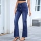 thumbnail image 4 of Pantalones Vaqueros Acampanados de Cintura Alta para Mujer, Ajustados, Informales, Rectos, con Bolsillos. Azul L, 4 of 10