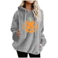 thumbnail image 5 of Sakmal Pumpkin Print Womens Hoodies Drawstring Halloween Gray Tops Trendy Hoodies for Women, 5 of 5
