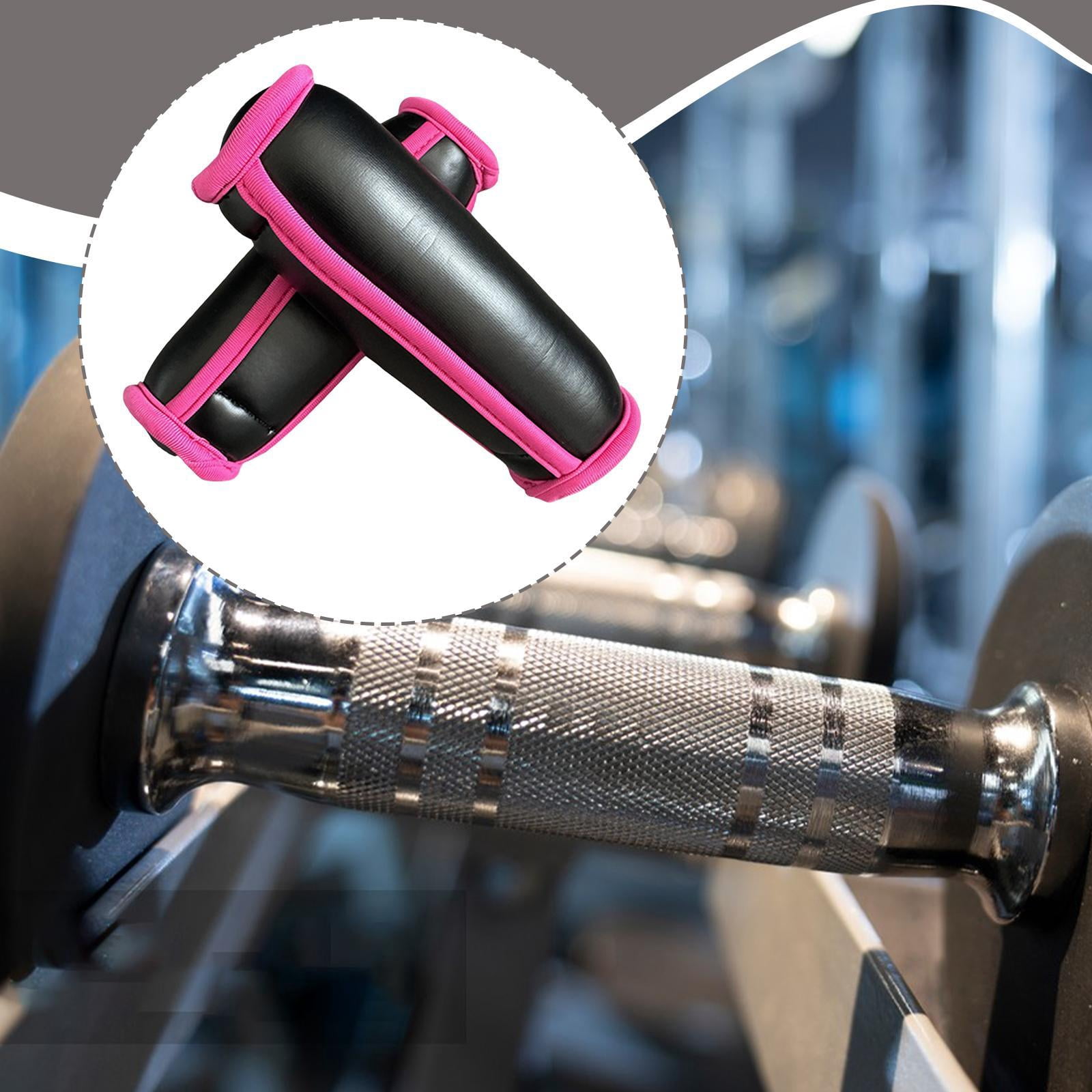 funtasica 2Pcs Handle Weights Soft Dumbbells Total 1lb Workout with Hand Strap Walking Weights for Cardio Mom Dad Women Men Gym Fitness Black Pink