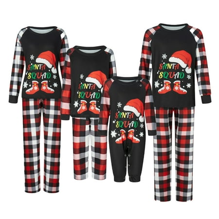 

Esaierr 12M-3XL Baby Kids Christmas Matching Romper Pajamas Set Sleepwear for 2PCS Women Men Pajamas Matching Printed Letter Autumn Winter Long Sleeve Home Pajamas