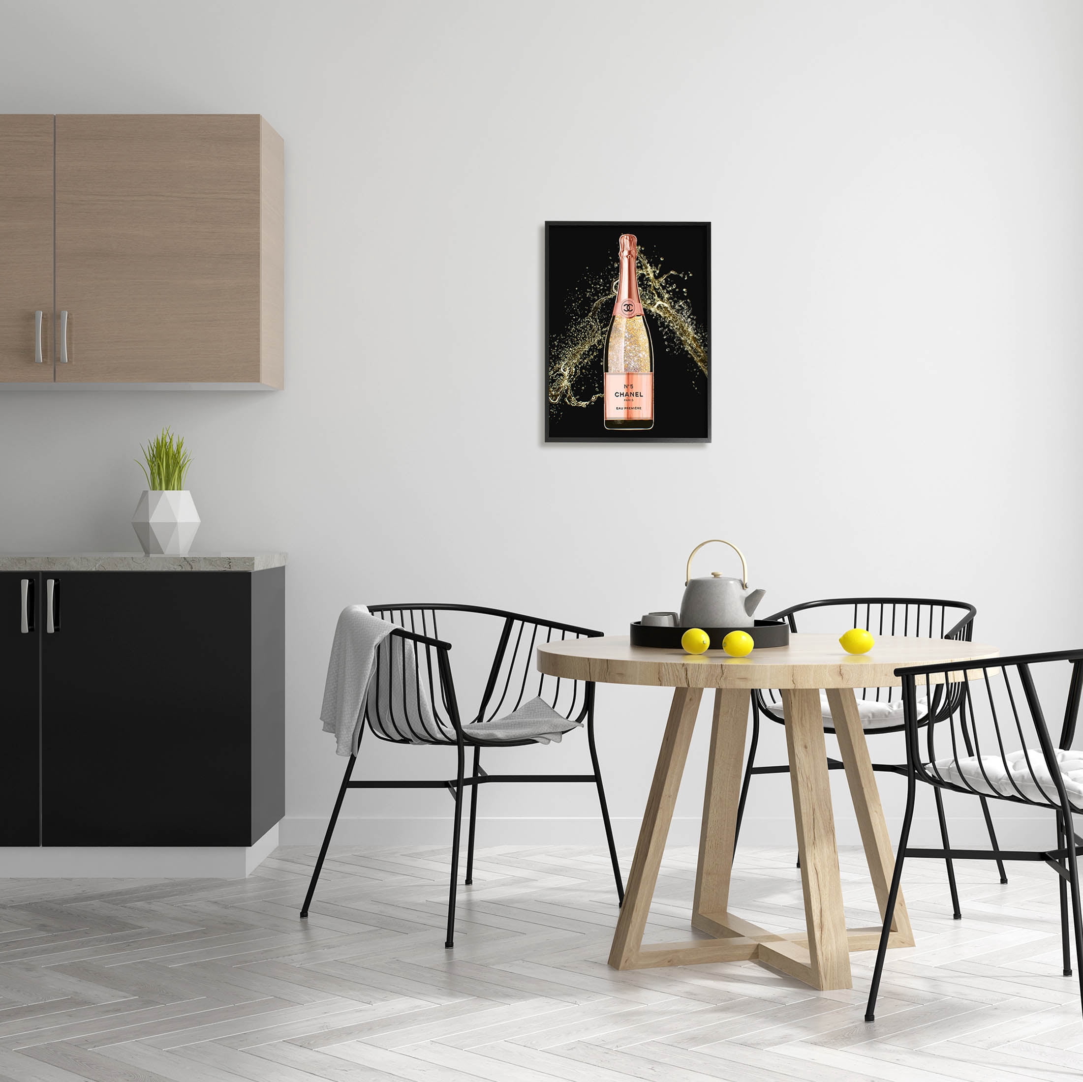 Stupell Industries Glam Fashion Champagne Bottle Splash Graphic Art Black Framed Art Print Wall Art, Design by Ziwei Li