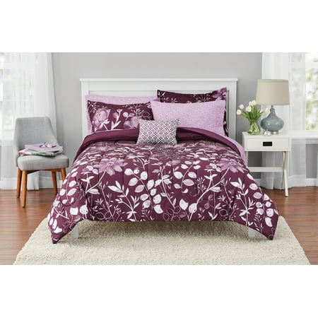 purple bed queen bedding bag mainstays kamala coordinated walmart sets coordinating twin comforter xl floral inventory king checker dialog displays
