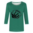 thumbnail image 4 of QATAINLAV T-Shirts Graphiques de Rugby pour Femmes Jour de Match 2025 Été Manches 3/4 Hauts Coupe Ample Décontractés Col Rond Blouses Tenues de Vacances 50 pour Cent de Rabais Ventes Aujourd'hui Vert TG, 4 of 5