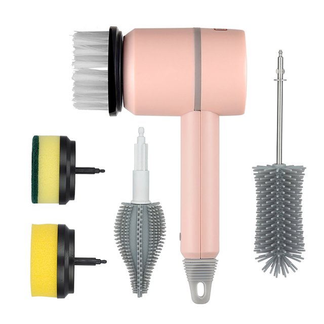 Cepillo De Limpieza Cepillo de limpieza eléctrico USB Inalámbrico Limpiaparabrisas giratorio de 360 grados (Rosa) Tmvgtek Libre de BPA