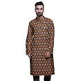 thumbnail image 1 of Atasi Printed Kurta For Men Mandarin Collar Cotton Poplin Casual Kurta Shirt, 1 of 7