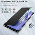thumbnail image 2 of Phone Case for Samsung Galaxy A54 5G Case, Smart Clear View Window Luxury Slim Mirror for Galaxy A54 Case with Kickstand, Leather Hard PC Flip Shockproof Protective Cover Samsung A54 Case, Black, 2 of 14