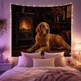 thumbnail image 2 of Golden Retriever Beside a Wood-Burning Stove, Cozy Rustic Decor for Dog Lovers, Cozy Cabin Wall Art, Housewarming Gift Tapestry Wall Hanging for Bedroom, Living Room and Dorm, 2 of 7