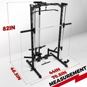 RitFit Smith Machine Power Cage Half Rack with LAT-Pull Down System, Landmine, Barbell Bar, Plate Storage Pegs and More Training Attachment, 1000 LBS Multifunction Squat Rack for Home Gym
