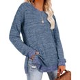 thumbnail image 1 of Blusa Manga Larga Bloqueo De Color Cuello Redondo Abertura Lateral Tops Básicos Cómodos Para Mujer Colorido Azul L, 1 of 6