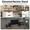 thumbnail image 4 of Blotout 59" Farmhouse Computer Desk with 4 File Drawer & Power Outlet & Led Lights, Rustic Wood Home Office Desk with Long Monitor Stand, Computer Writing Desk, White, 4 of 10