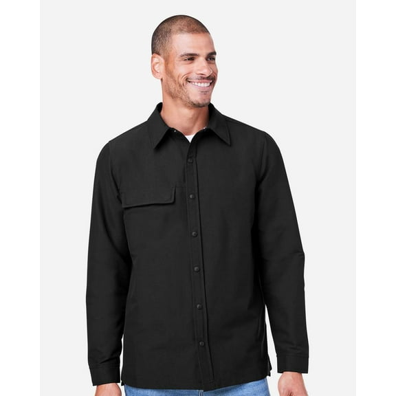 Harriton M72 Unisex Flex Twill Overshirt-Black-5XL