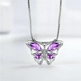 thumbnail image 5 of DESIGNICE Necklaces & Pendants Butterfly Jewelry Women Butterflies Birthstone Pendant Necklace/Earrings/Rings Wedding Gift (Purple), 5 of 7
