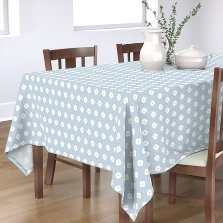

Cotton Sateen Tablecloth 70 Square - Blue White Geometric Ikat Dot Small Shibori Circles Pale Gray Dots Light Print Custom Table Linens by Spoonflower
