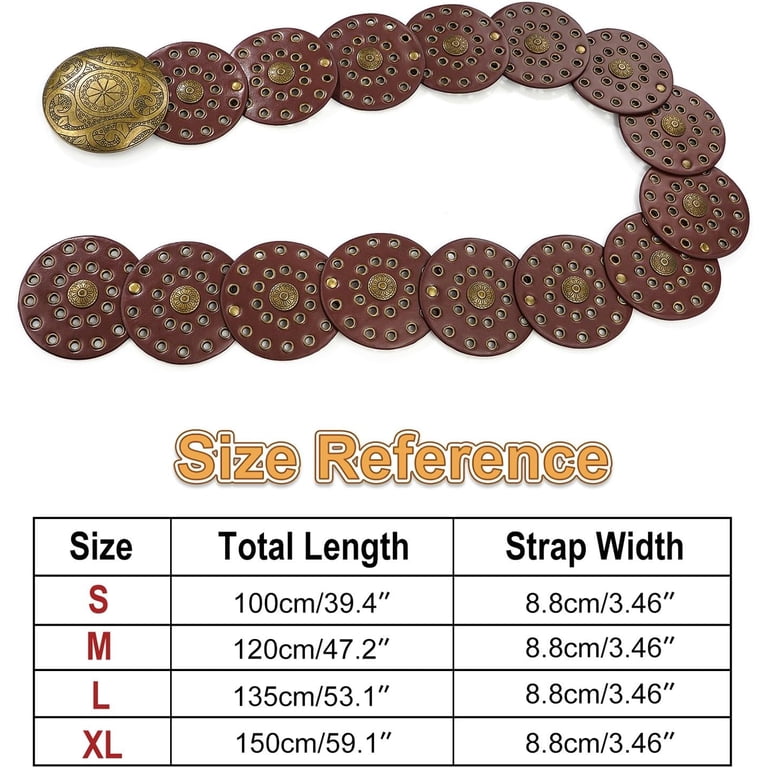 2258 Wide Disc Belt For Women Leather Hollow Out Round Belts Vintage Zhengup Wide Disc Belt for Women Vintage Leather Hollow Out  main image 4