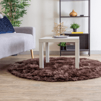 ZOPan Ultra Soft & Fluffy Faux Sheepskin Rug, Dark Brown 3 X 3 Feet round Carpet for Bedroom