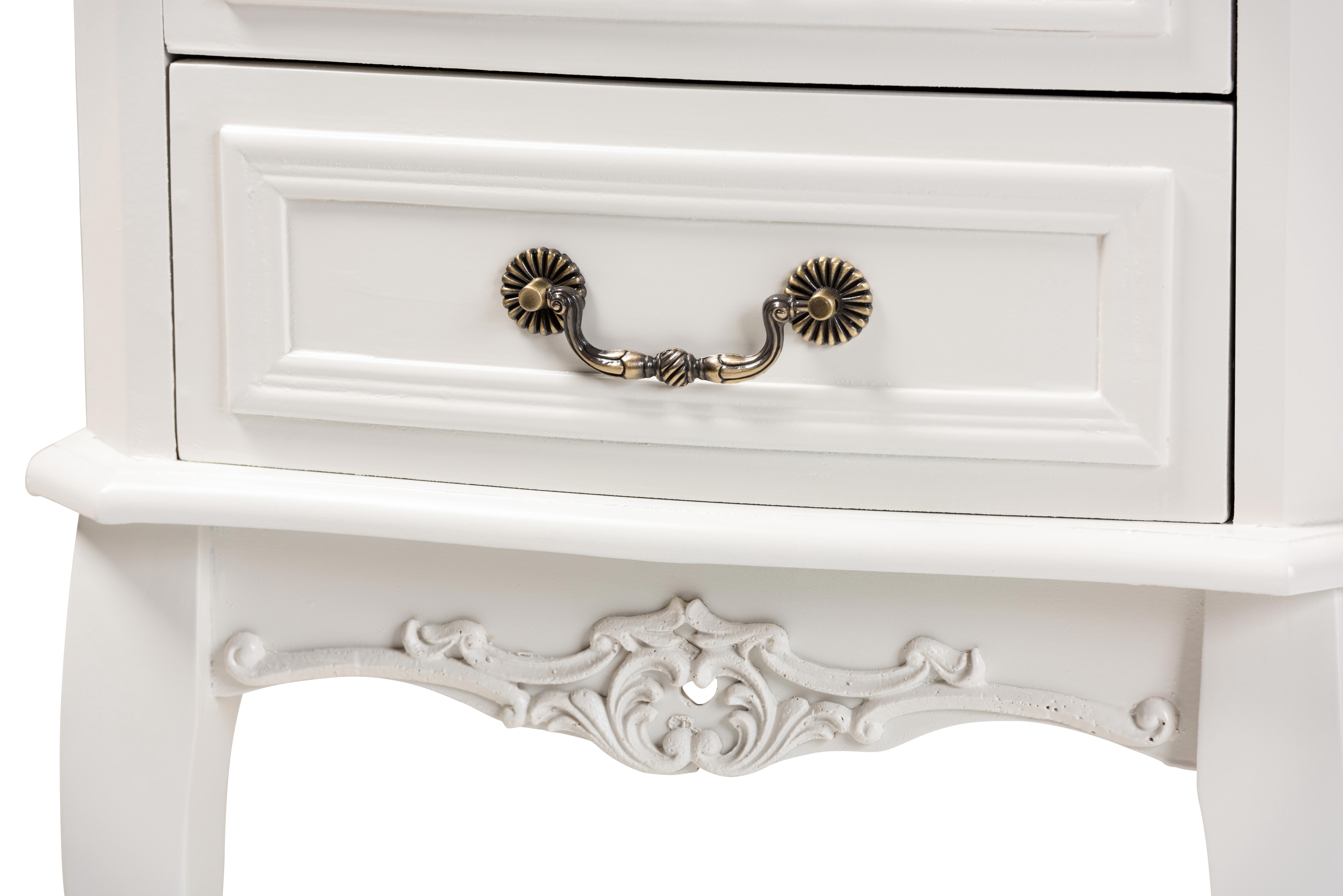 Baxton Studio Gabrielle Traditional French Country Provincial White-Finished 2-Drawer Wood End Table