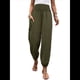 thumbnail image 1 of Pantalones de Verano Bohemios Informales de Negocios, Plisados, Elásticos, de Cintura Alta, de Pierna y con Bolsillos para Mujer. Verde XL, 1 of 10