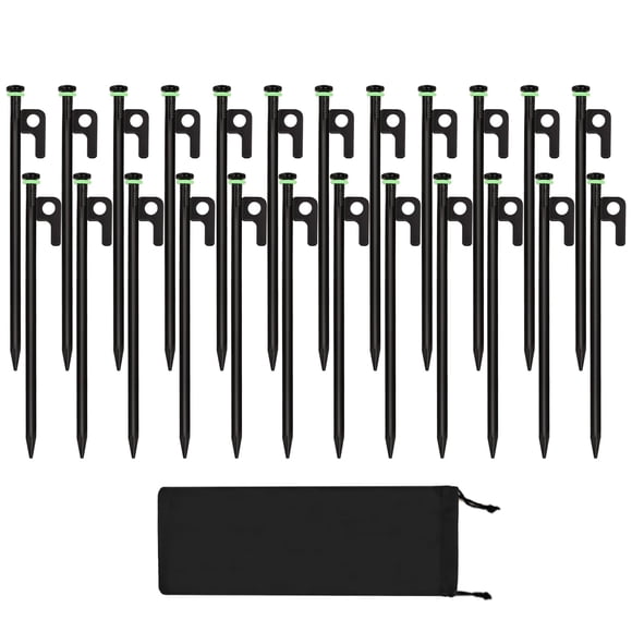 Estacas para Tienda de Campaña HOLANHING de Alta Resistencia 30 cm Acero Forjado Paquete de 24