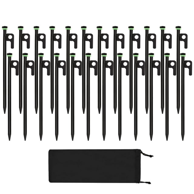 Estacas para Tienda de Campaña HOLANHING de Alta Resistencia 30 cm Acero Forjado Paquete de 24