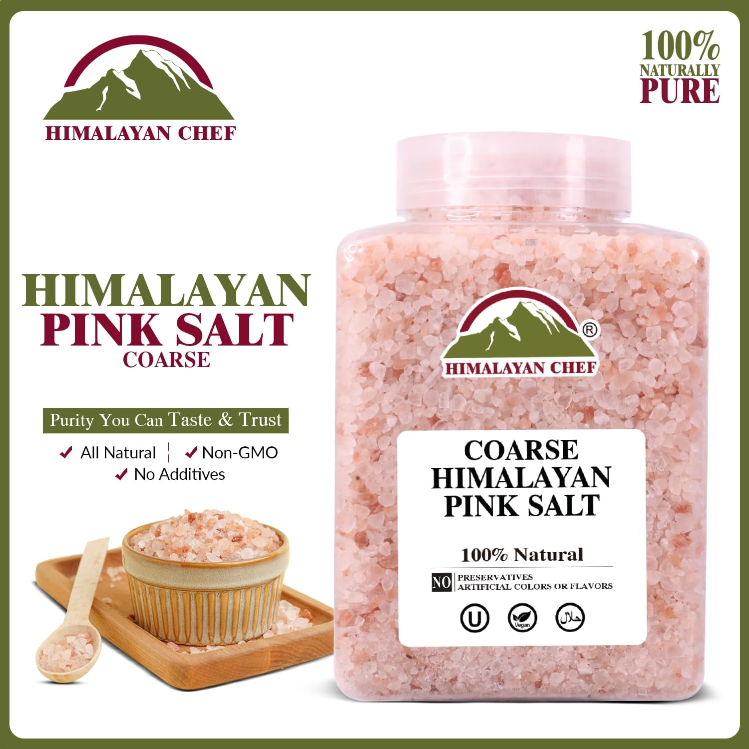 Himalayan Chef Coarse Pink Himalayan Salt, 5 lbs 2-Pack - Pure, Natural, Mineral-Rich, Kosher, Ideal for Grinder Refills, Cooking, Seasoning, Baking