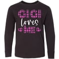 thumbnail image 3 of Inktastic My Gigi Loves Me Hearts in Pink Plaid Long Sleeve Youth T-Shirt, 3 of 5