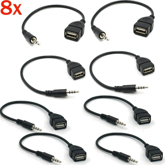 8Pcs 3.5mm Male Audio AUX Jack to USB 2.0 Type A Female OTG Converter Adapter New