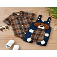 thumbnail image 3 of Newborn Baby Clothing Set Plaid Printed Snap Romper+Overalls  Puppy Pattern Printed 0-18M, 3 of 10