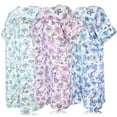 thumbnail image 3 of JEFFRICO 3 Pack House Dresses for Women with Pockets - Lightweight Breathable Short Sleeve Muumuu & Nightgowns - Snap Front Housecoat and Dusters for Women, 3 of 4