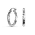 thumbnail image 4 of LeCalla 925 Sterling Silver Hoop Earrings for Women Hypoallergenic Diamond Cut Earring Hoops for Women 15MM, 4 of 6
