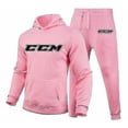 thumbnail image 1 of Ccm Men's And Women's Printed Warm Two-piece Loose Hoodie + Pants Jogging Set, 1 of 5