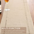 thumbnail image 4 of GFDYREE Decorative Hemstitch Linen Table Runner Farmhouse Style Tabletop Collection Handcrafted Table Runners for Everyday Dining Wedding Party Holiday Home Decor (14 x 72 Inches, Light Coff, 4 of 7