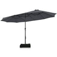 thumbnail image 2 of Costway 15FT Double-Sided Twin Patio Umbrella Sun Shade Outdoor Crank Market Base Grey, 2 of 9