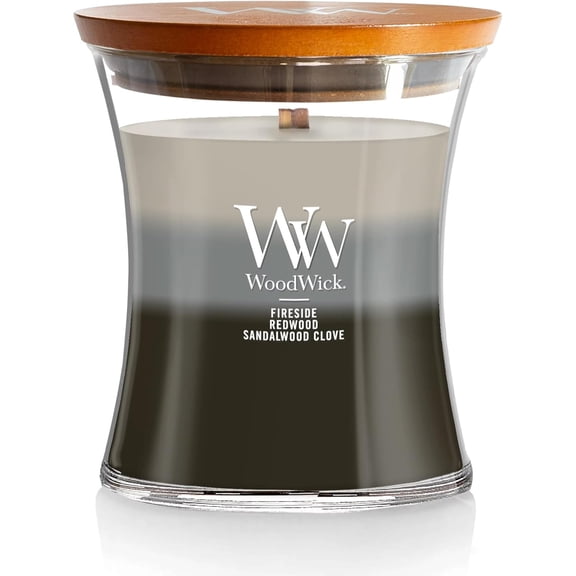 Warm Woods Trilogy Holiday Candle Gifts for Women and Men, 9.7 oz Medium Hourglass Trilogy Candle with Crackling Wick