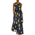 thumbnail image 1 of Robe Citron Aquarelle Été Rayures Bleues et Blanches Mode Coréenne Bohemia Longues Robes Design Moderne Maxi Grande Taille, 1 of 5