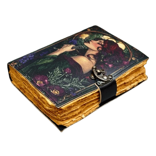 Handmade Leather Journal 5x7 Inch – Artistic Vintage Diary with 200 Deckle Edge Pages & Antique Lock